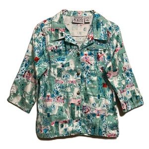 KEREN HART, Collared, Chest Pockets, Small Button Down Coat, Multi, XS